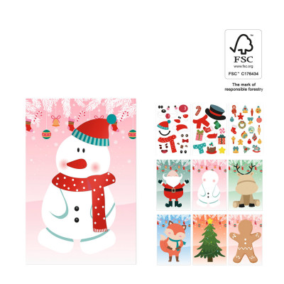 GLIMN. Set of six sheets with Christmas figures and 3 sheets of stickers